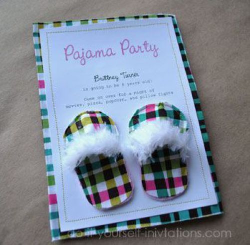 ideia de convite para festa do pijama