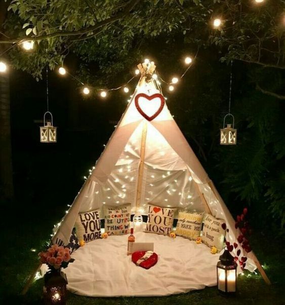 Cabaninha e festa a dois ao ar livre